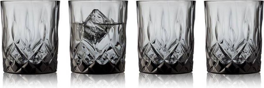 Lyngby Glas s whiskyglas 32cl SORRENTO ROOKGRIJS Set van 4