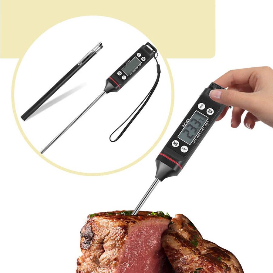 Lynnz digitale vleesthermometer tot 300 graden zwart kernthermometer bbq thermometer bbq accesoires suikerthermometer vlees oventhermometer keuken draadloos