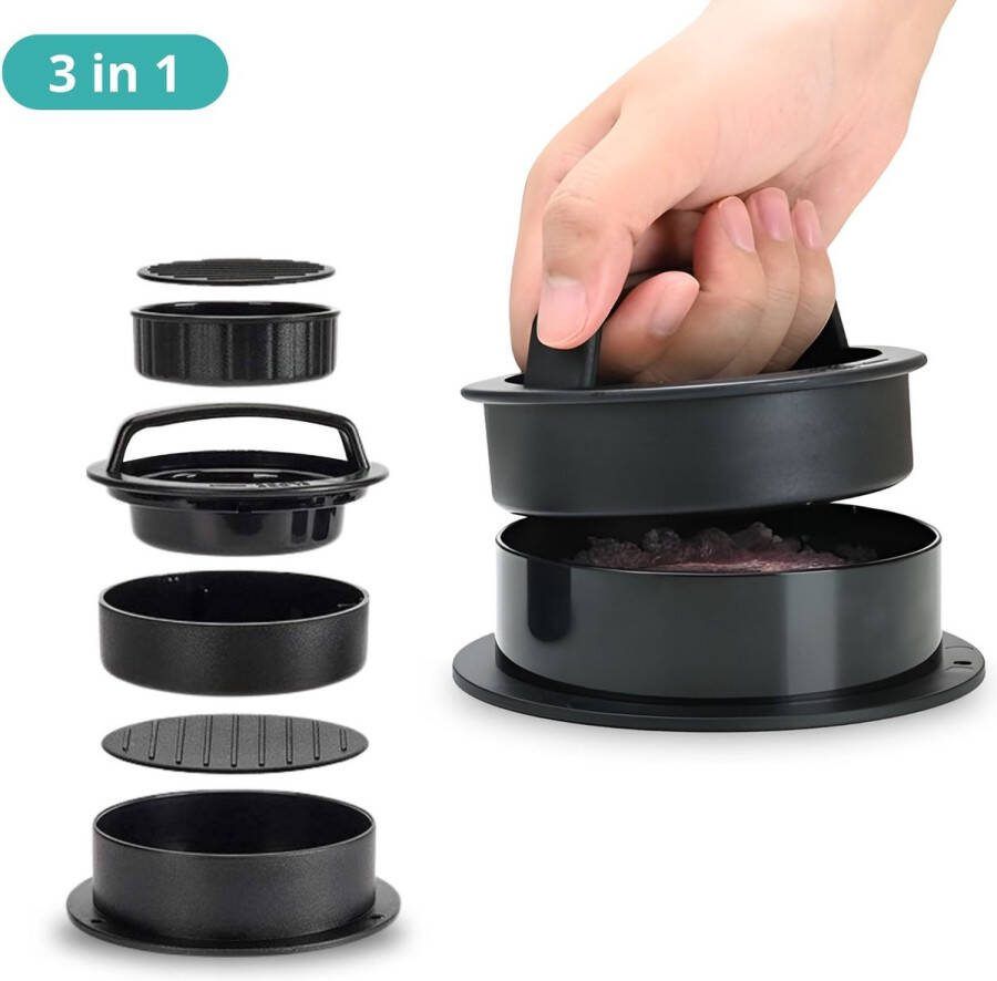Lynnz Hamburgerpers 3-in-1 inclusief 100 vellen wax papier hamburger pers burger press bbq accesoires hamburgermaker kerstcadeau voor mannen kerst