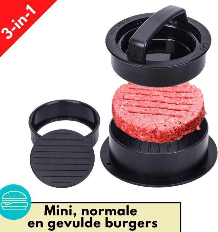 Lynnz Hamburgerpers 3-in-1 inclusief 100 vellen wax papier hamburger pers burger press bbq accesoires hamburgermaker cadeau voor man en vrouw kerst