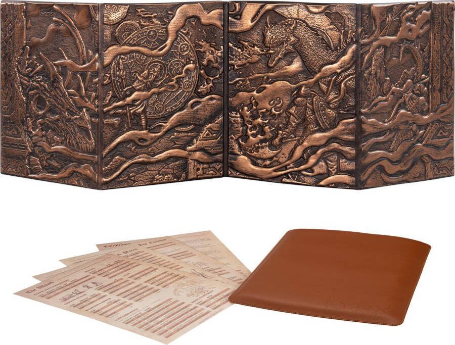 LYNX Dungeons & Dragons DM Screen 5e D&D Dungeon Master Screen 3D Kunstleer met aanpasbare inzetstukken DND Game Master Accessoires