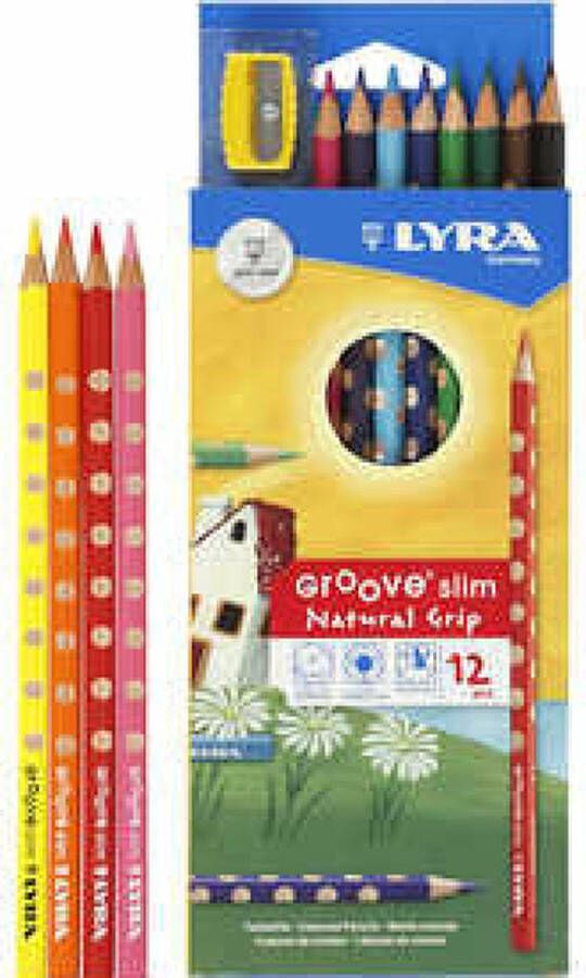 Lyra Groove Dunne Kleurpotloden Kleuren L: 18 cm vulling 3 mm 2 x 12 stuks