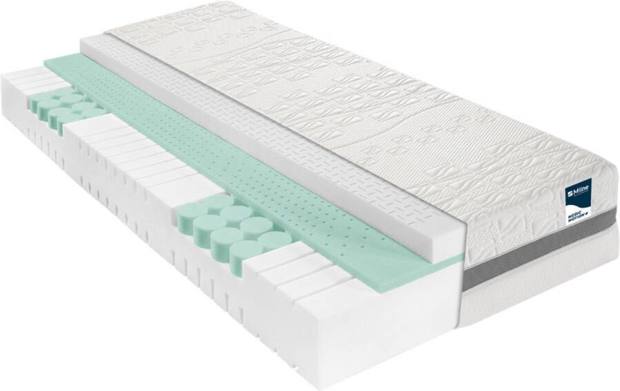 M line Medic Motion + matras 80x200 | Koudschuim matras | Voor mensen met nekklachten en rugklachten | 7 comfortzones | Optimale drukontlasting | Wasbare tijk | Extra ventilerend | Voor actieve slapers |