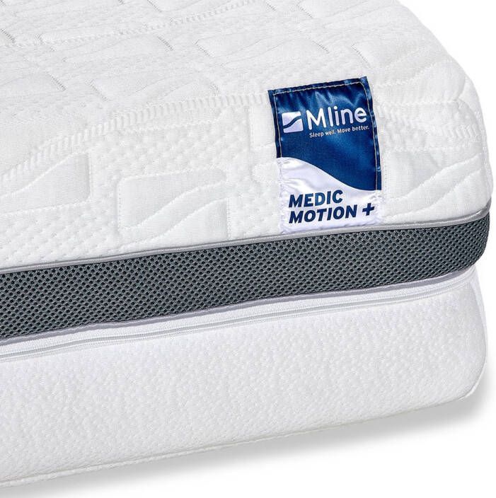 M line Medic Motion + matras 160x210 | Koudschuim matras | Voor mensen met nekklachten en rugklachten | 7 comfortzones | Optimale drukontlasting | Wasbare tijk | Extra ventilerend | Voor actieve slapers |