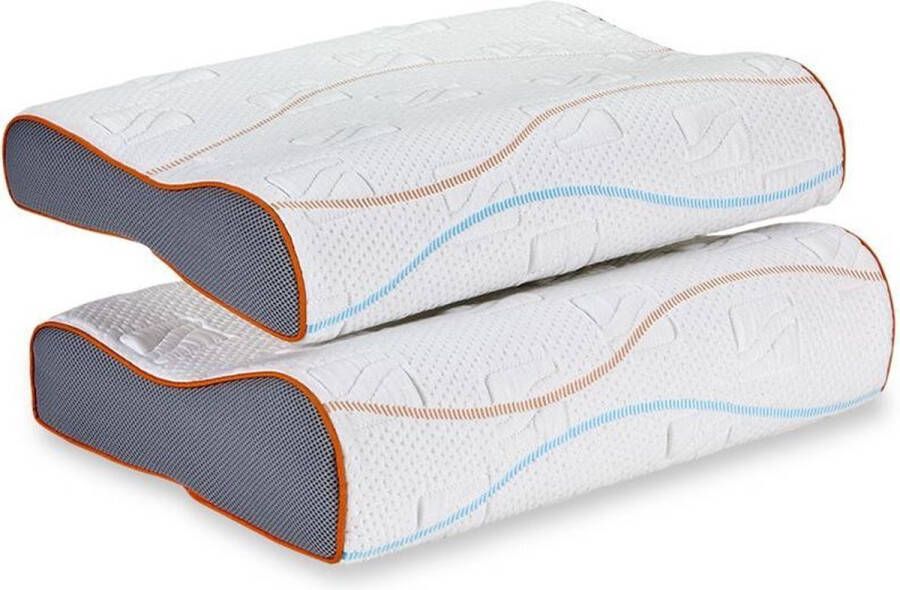 M line Wave Pillow Hoofdkussen Traagschuim Voor zijslapers en rugslapers Ergonomisch Wasbaar op 60°