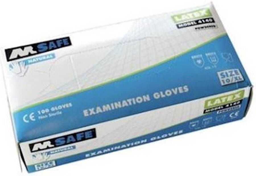 M-Safe Latex wegwerp handschoenen Gepoederd MSAFE maat L 100 stuks 4140