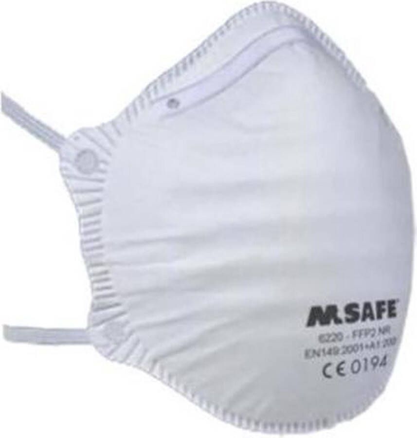 M-Safe Stofmasker Mondmasker FFP2 NR Model 6220 zonder uitademventiel 20st