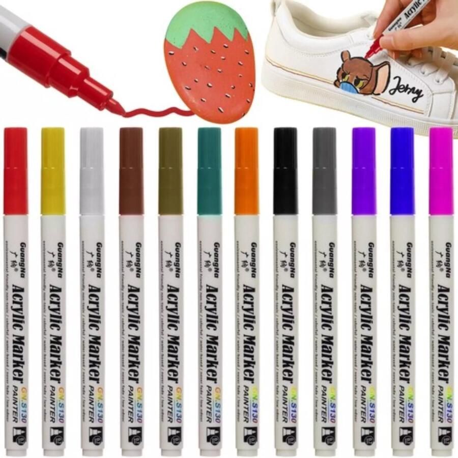 Maaleo Acrylmarkers Set van 12: Levendige Kleuren voor Kunstenaars