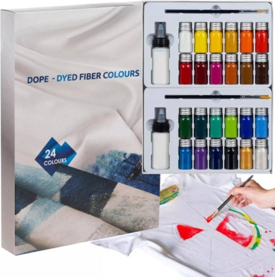 Maaleo Textielverf Set 24 Kleuren voor Creatief Textielwerk