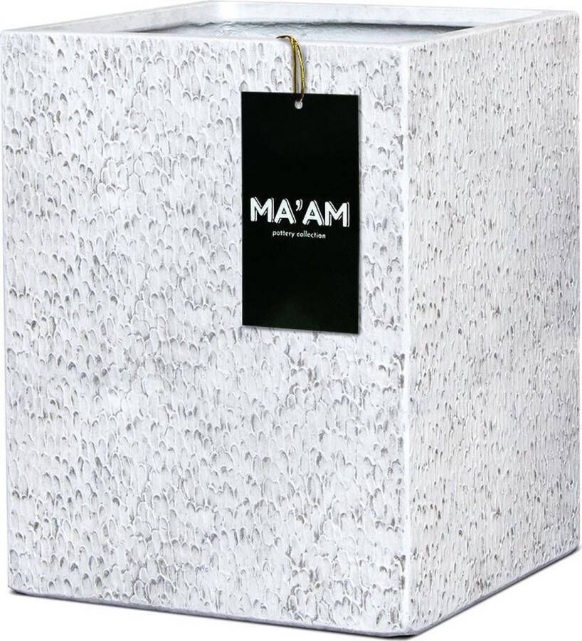 MA'AM pottery collection MA'AM Eden hoge plantenbak L37xH47cm wit vorstbestendig trendy industrieel design plantenzuil