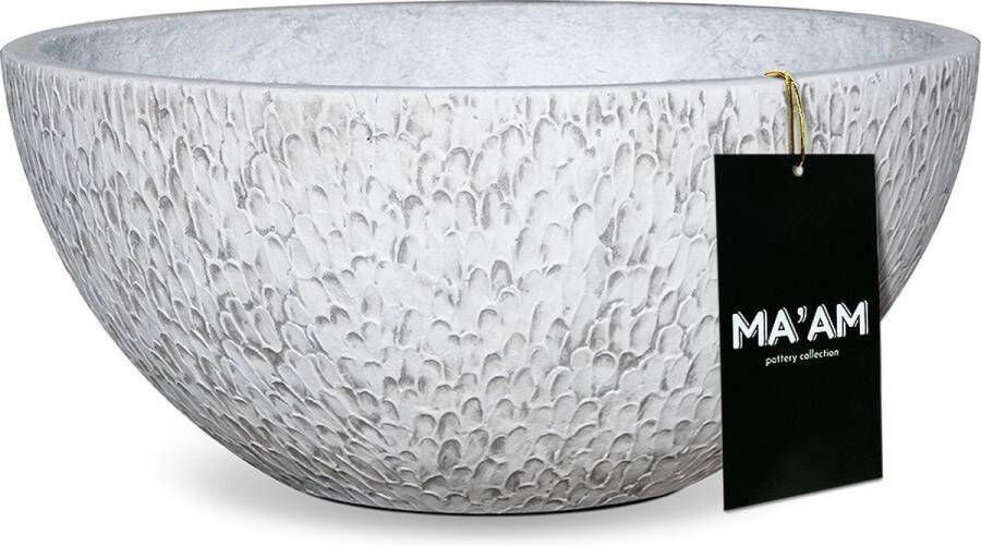 MA'AM pottery collection MA'AM Eden plantenschaal D32cm wit vorstbestendig met afwateringsgat industriÃle decoratieschaal