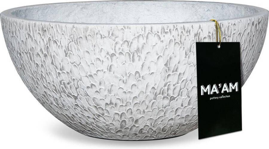MA'AM pottery collection MA'AM Eden plantenschaal D37cm wit vorstbestendig met afwateringsgat industriÃle decoratieschaal