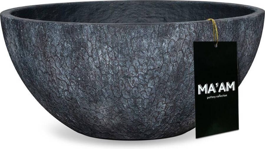 MA'AM pottery collection MA'AM Eden plantenschaal D37cm zwart grijs vorstbestendig met afwateringsgat industriÃle decoratieschaal