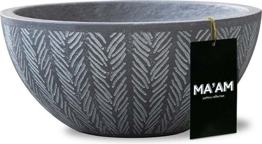 MA'AM pottery collection MA'AM Ivy plantenschaal D32 grijs antraciet vorstbestendig trendy visgraat design decoratieschaal met afwateringsgat vorstbestendig