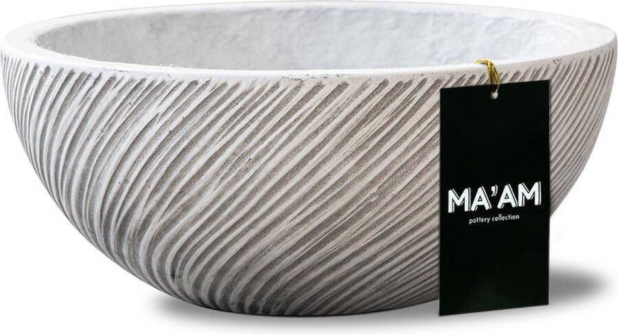MA'AM pottery collection MA'AM Riley plantenschaal D37- wit bloemenschaal decoratie schaal buiten binnen vorstbestendig met afwateringsgat