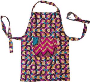 Maame Tumi Keukenschort | Perfect Sinterklaas cadeau | Schort Fairtrade veelkleurig | Kookschort | Goed doel | | Handgemaakt in Ghana | Kleurrijk keukenschort met dubbelzijdige print