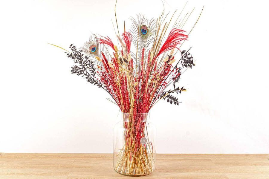 MaatShopXL Droogbloemen Boeket Red & Gold Droogboeket 70 Cm