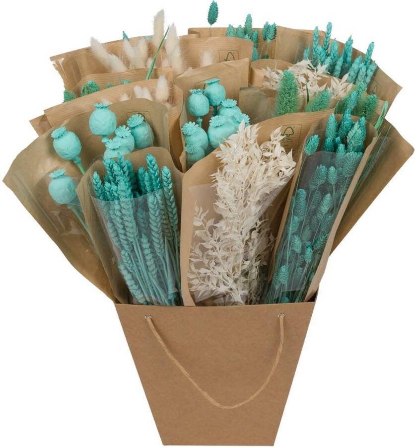 MaatShopXL Droogbloemen Mono Mix Aqua White Dried Mono Mix Aqua White 50 Cm