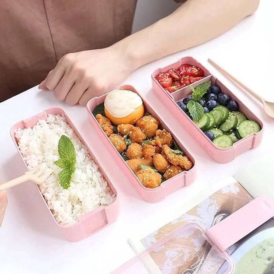 Mabek Lunchbox 900ml Magnetron Lunchbox Servies Voedsel Opslag Container School Office Draagbare Keuken Lunch Box (kleur: roze)