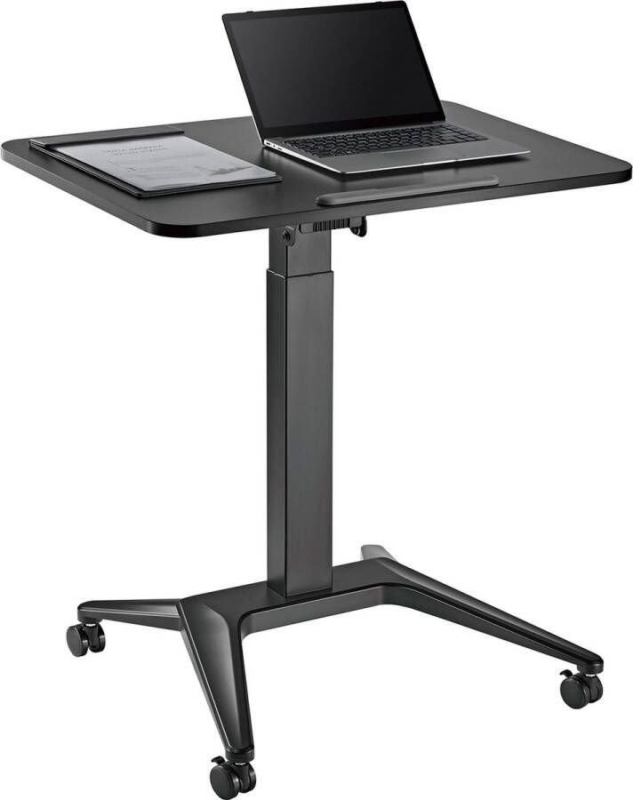 MacLean Verrijdbaar laptop bureau hoogteverstelling 80x52cm 8kg max 109cm MC-453B Zwart