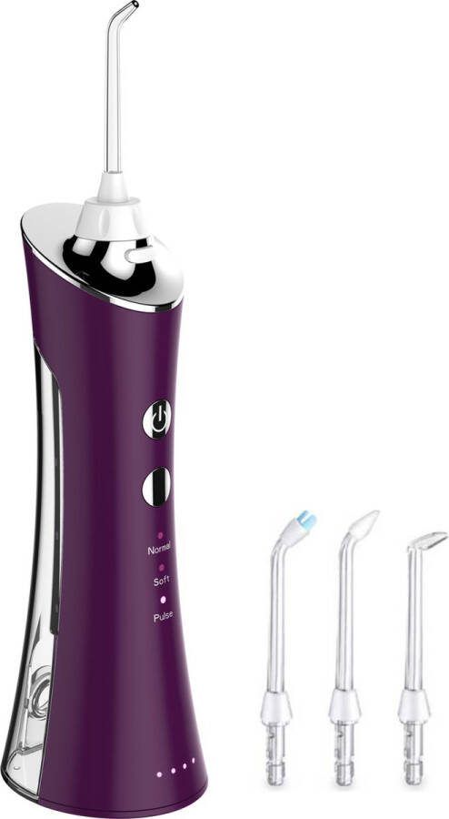 MACUMBI Waterflosser Monddouche Flosapparaat 4 Opzetstukken 3 Reinigingsstanden Paars KERST CADEAUTIP