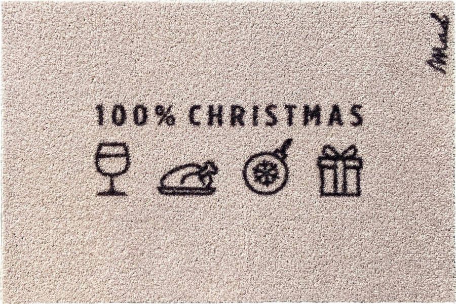 Mad About Mats Yvet kerstmat deurmat 100% Christmas schoonloop scraper wasbaar 50x75cm