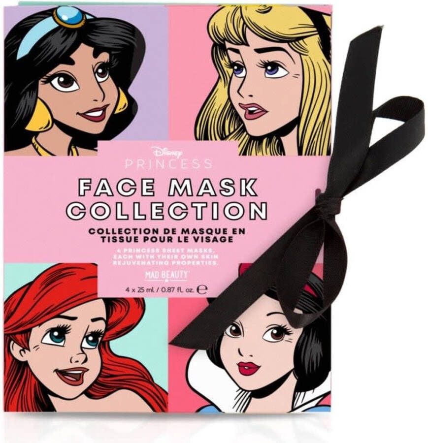 Mad Beauty Disney Princess Gezichtsmasker Set 4 stuks Doornroosje Ariel Jasmine & Belle