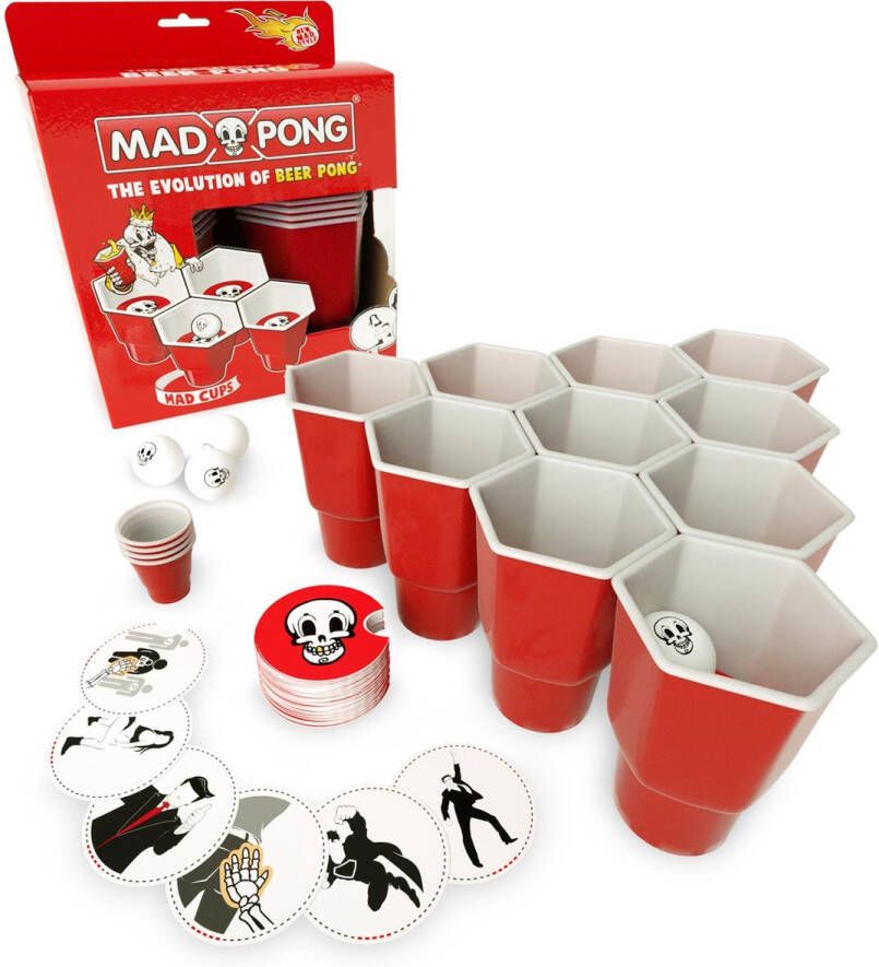 Mad Party Games MadPong Beer pong Bier pong spel Drankspel Drankspellen Do or shot red cups shot cups gezelschapsspel voor volwassenen