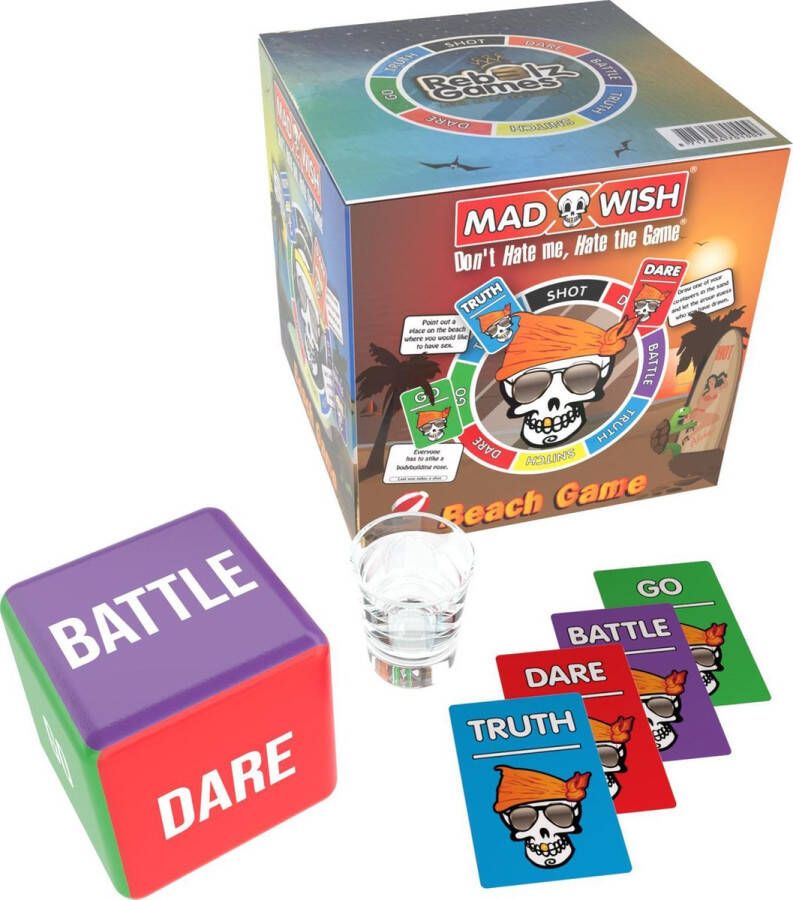 Mad Party Games Madwish Beach Game Truth or Dare do or drink drankspel spelletjes voor volwassenen bordspel shotglaasje inbegrepen