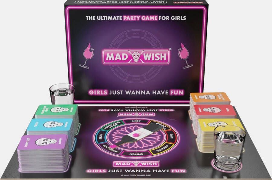 Mad Party Games MadWish Girls 540 Truth or Dare opdrachtkaarten for the girls Drankspel meiden > girls > ladies avond- inclusief 2 shotglaasjes