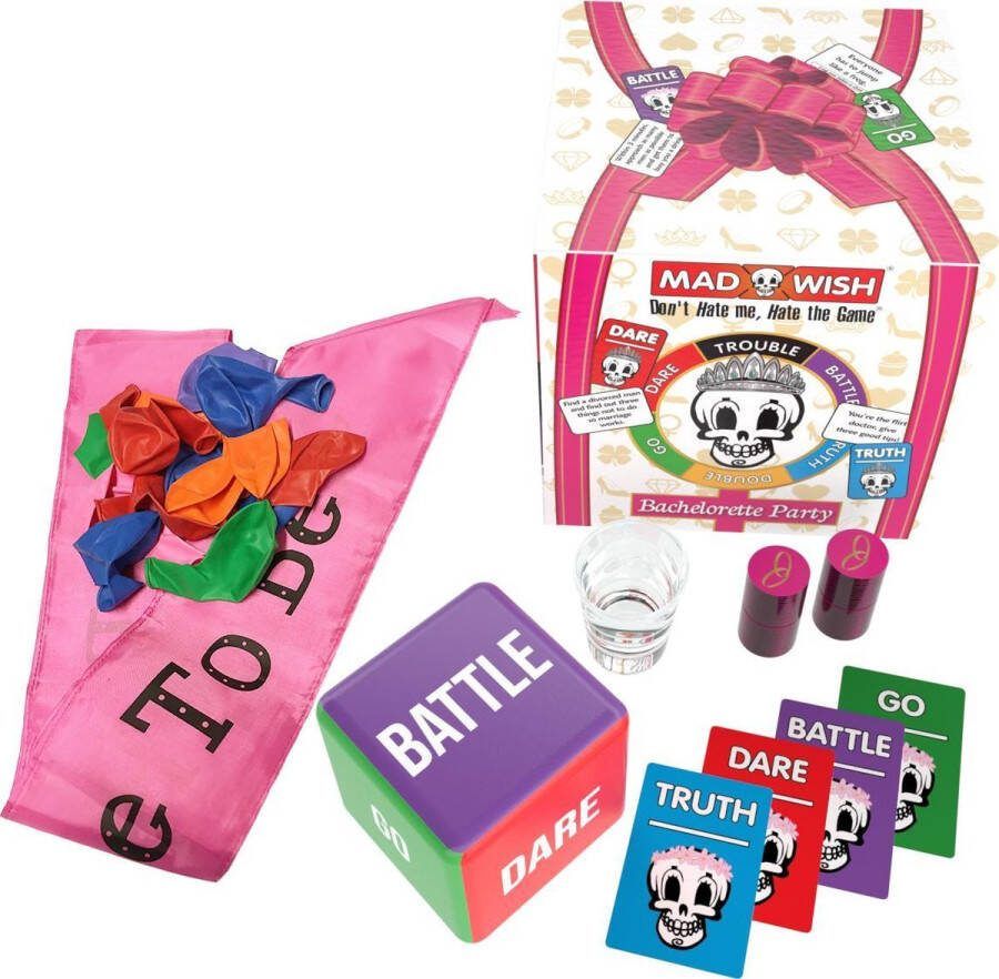 Mad Party Games MadWish Hen Party Truth or Dare do or drink drankspel spelletjes voor volwassenen shotglaasje en balonnen inbegrepen bride to be