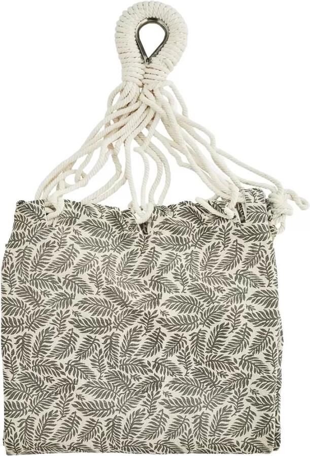 Madam Stoltz Hangmat met print in beige met grijze blaadjes