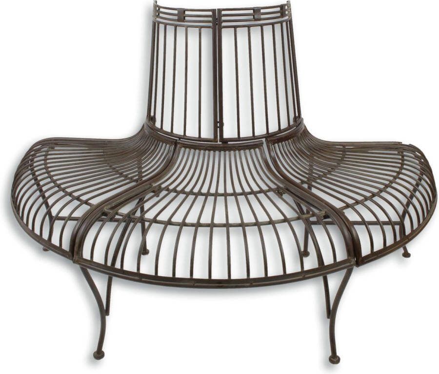 MadDeco Boombank halfrond tuinmeubilair tuinbank bruin ijzer