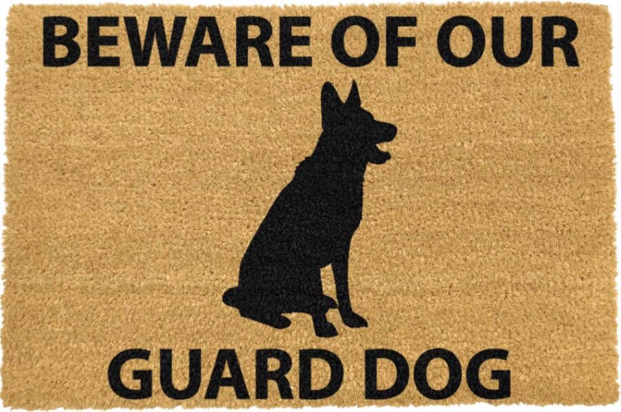 MadDeco kokos deurmat Beware of our guard dog duitse herder duurzaam gemaakt in europa 60 x 40 cm