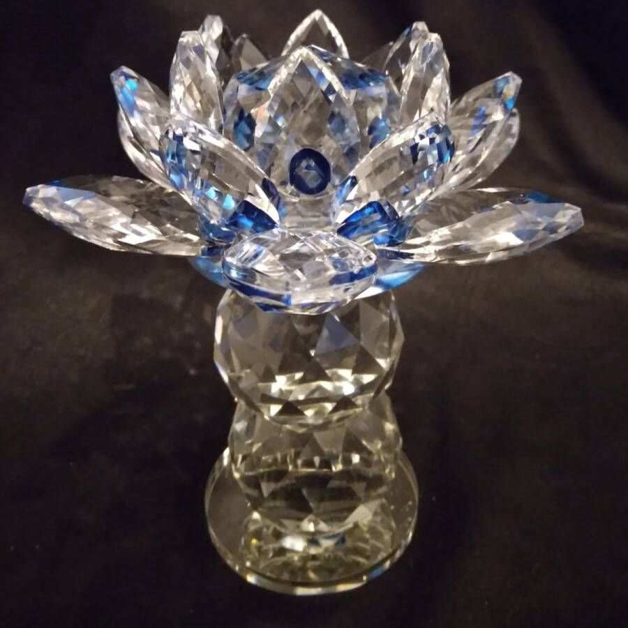 MadDeco kristal lotus blauw draaiplateau