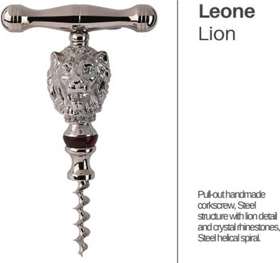 MadDeco verzilverde kurkentrekker leeuw Italiaans design flesopener