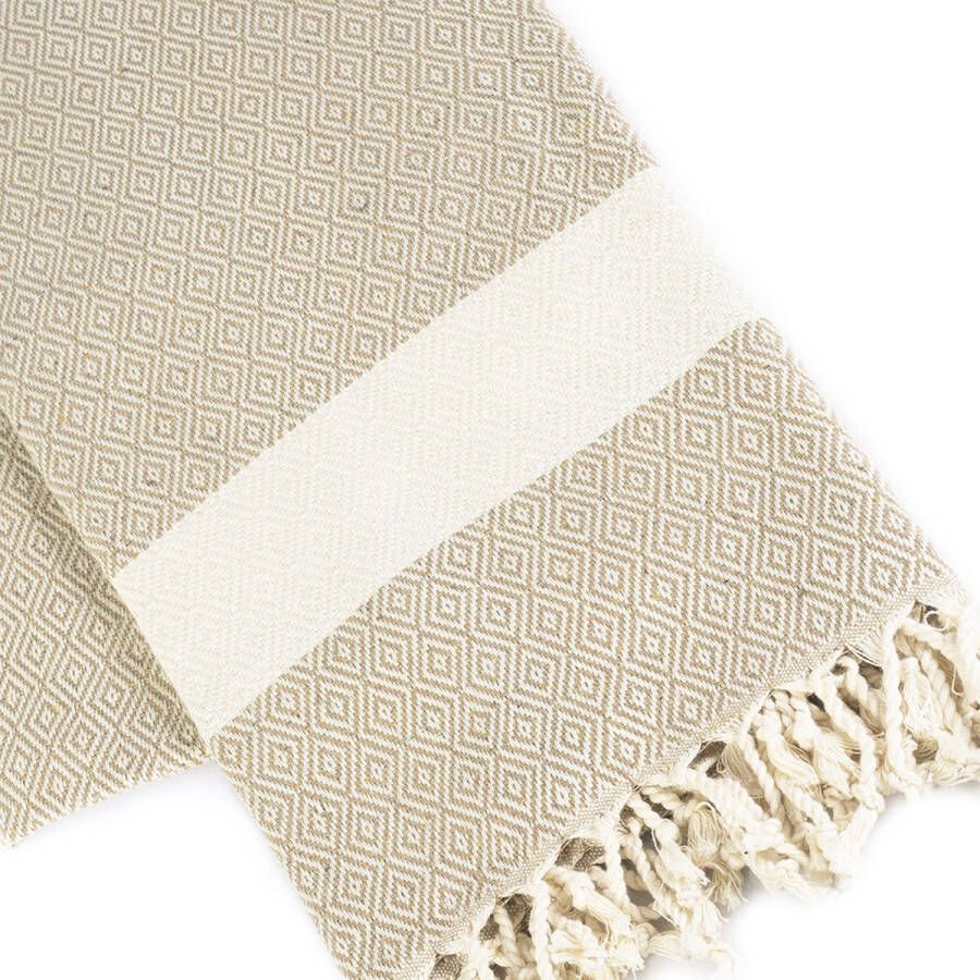 Madeathand Beige Diamant BADDOEK HAMAMDOEK STRANDLAK SAUNADOEK HANDDOEK KATOEN 100CM X 190CM 450GR