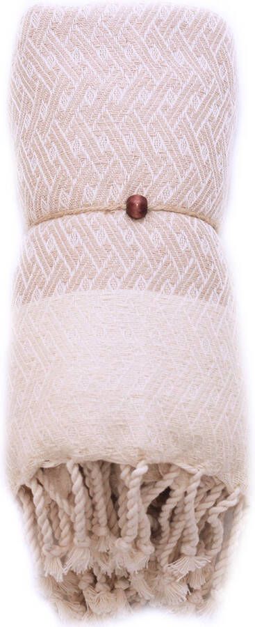 Madeathand Beige Helix PREMIUM HAMAMDOEK STRANDLAK BADDOEK STRANDLAK SAUNADOEK HANDDOEK KATOEN 100CM X 180CM