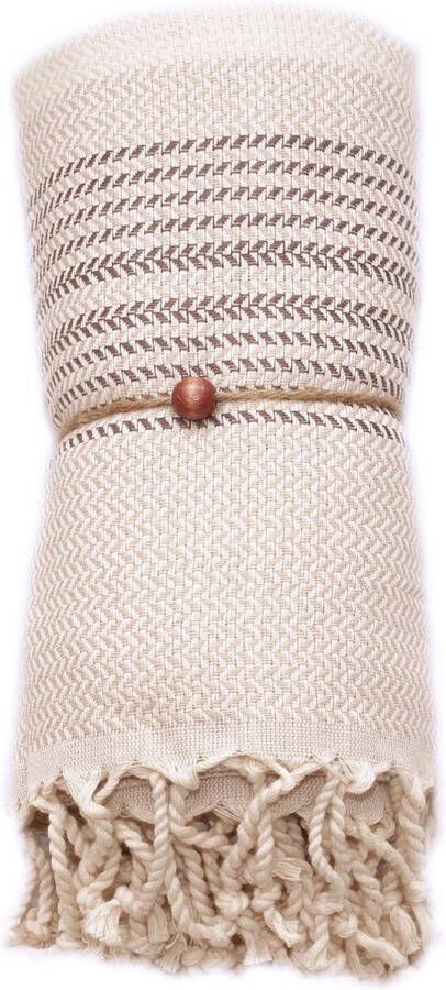 Madeathand Beige Tricolor HAMAMDOEK STRANDLAK SAUNADOEK HANDDOEK 100CM X 180CM 400 GR