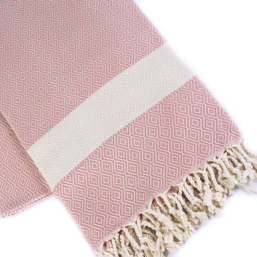 Madeathand Zalm Diamant BADDOEK HAMAMDOEK STRANDLAK SAUNADOEK HANDDOEK KATOEN 100CM X 190CM