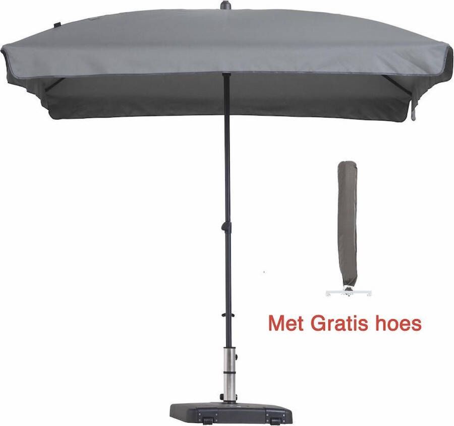 Madison Luxe parasol rechthoek lichtgrijs 210 x 140 cm met hoes