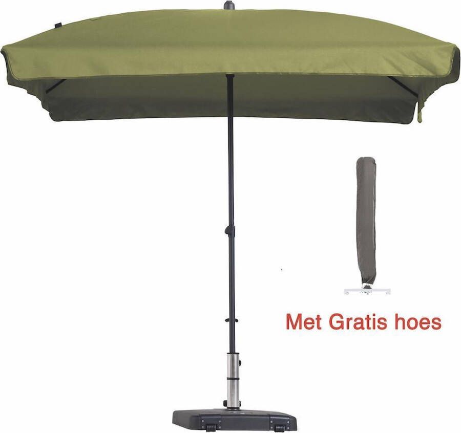 Madison Luxe parasol rechthoek Sage groen 210 x 140 cm met hoes