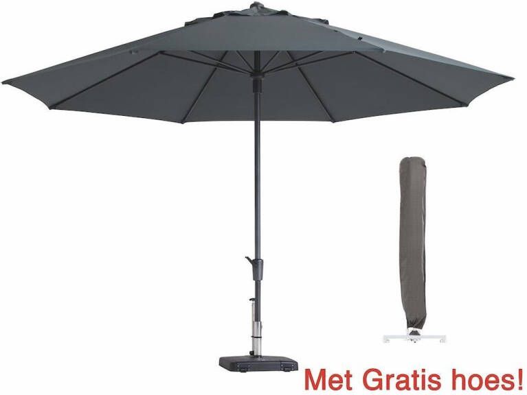 Madison Luxe parasol rond 400 cm Grijs met hoes | Topkwaliteit parasol