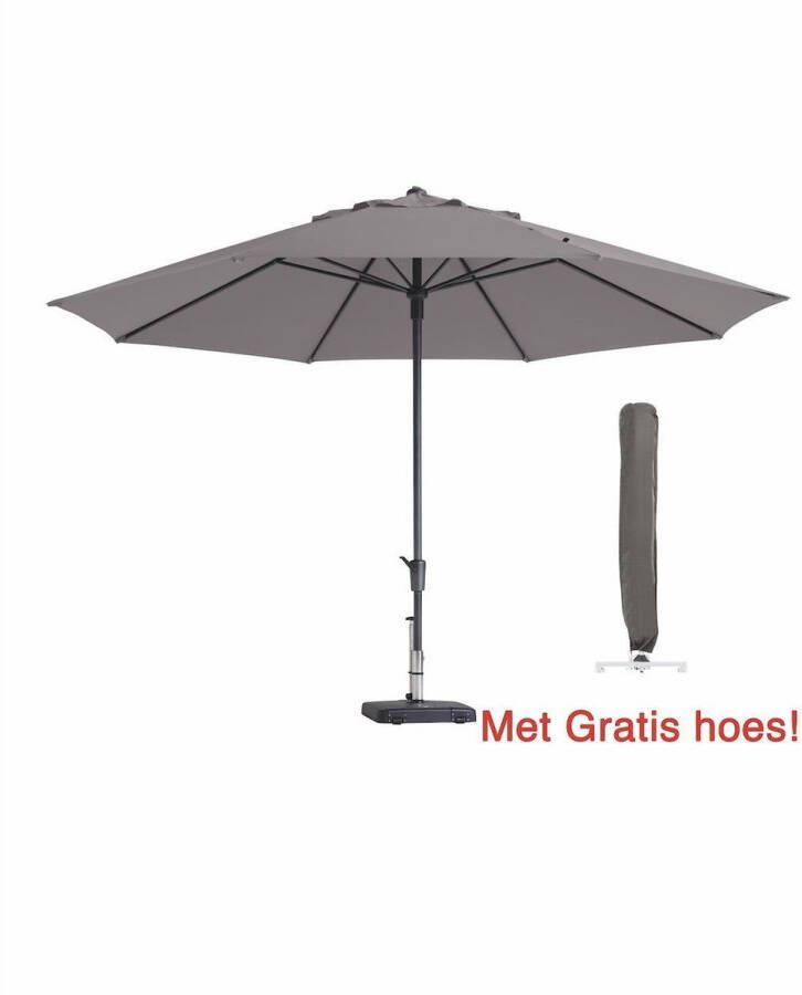 Madison Luxe parasol rond 400 cm taupe met hoes | Topkwaliteit parasol
