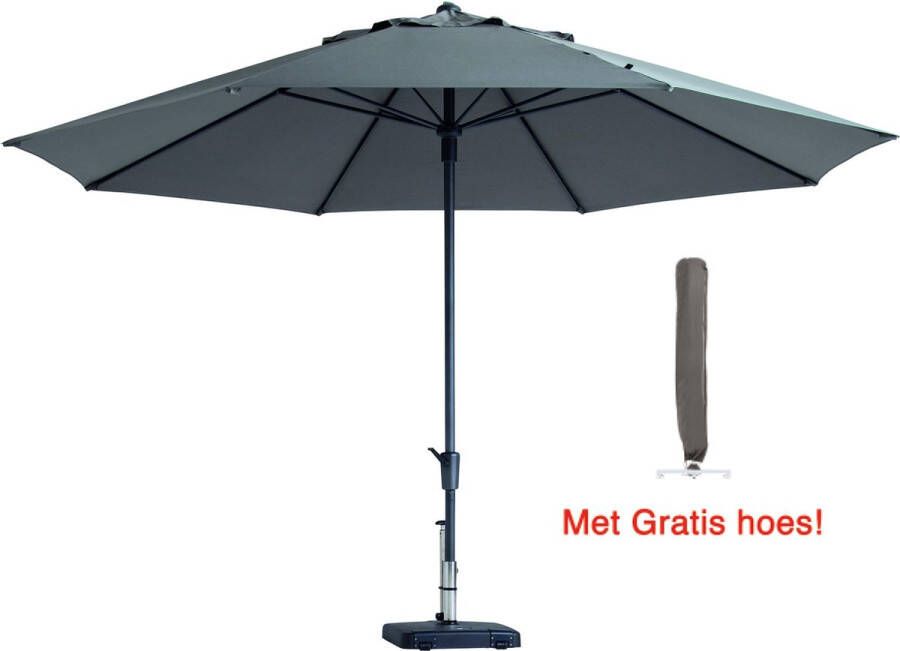 Madison Luxe ronde parasol 400 cm lichtgrijs met hoes!