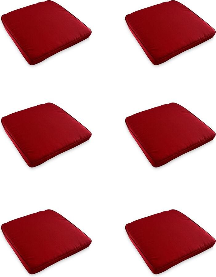 Madison 6 stuks universeel zitkussen 48x50cm tuinstoelkussens Rib Red- vervangingskussen wicker