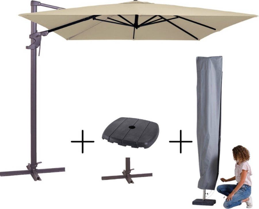 Madison MEGA COMBI DEAL! Parasol monaco flex III ecru + voet + hoes