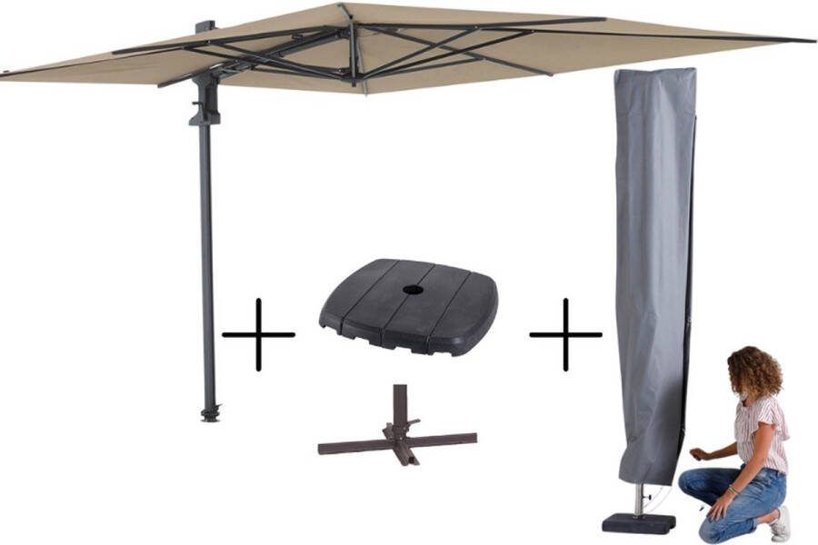 Madison MEGA COMBI DEAL! Parasol Saint-Tropez ecru + voet + hoes