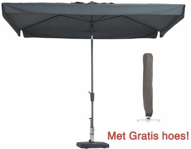 Madison Parasol rechthoek 300 x 200 cm Grijs met hoes