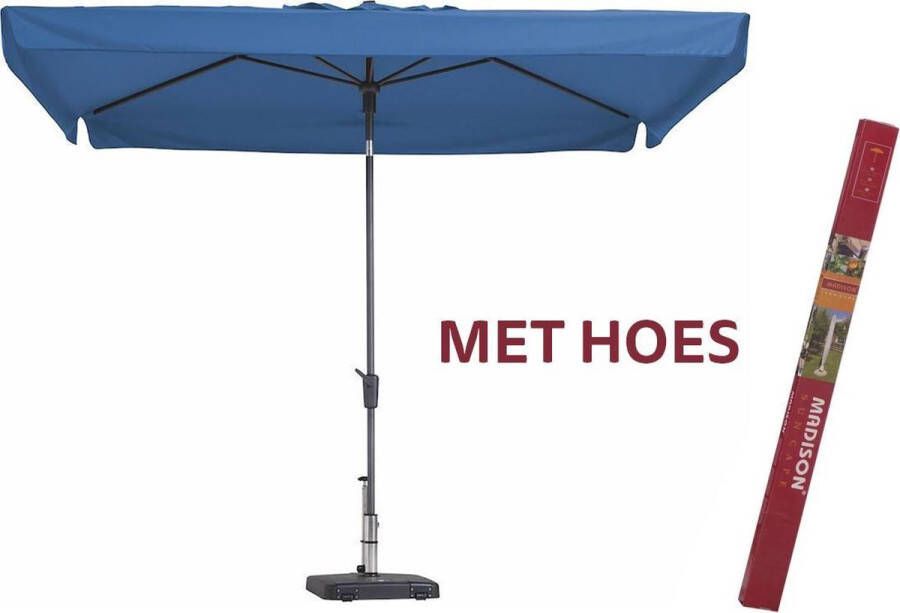 Madison Parasol Rechthoek Delos Lichtblauw 300 x 200 met hoes